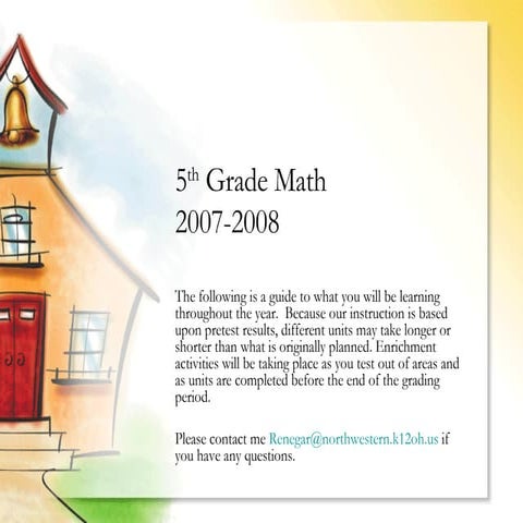 5th Grade Math Calendar2007-2008