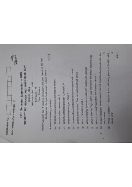 BPUT MCA 5th Sem 2013