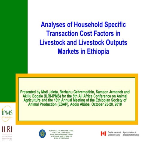 Analyses of household specific transaction cost factors in livestock and live...