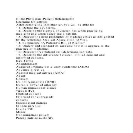 5 The Physician–Patient Relationship Learning Objectives After.docx