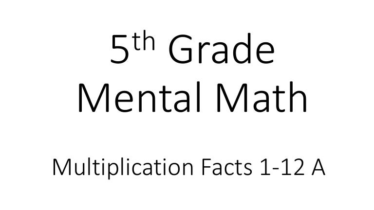 5th Grade Multiplication Facts I