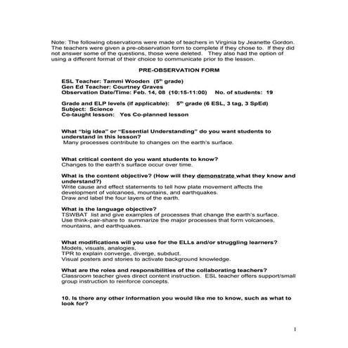 5th grade observations