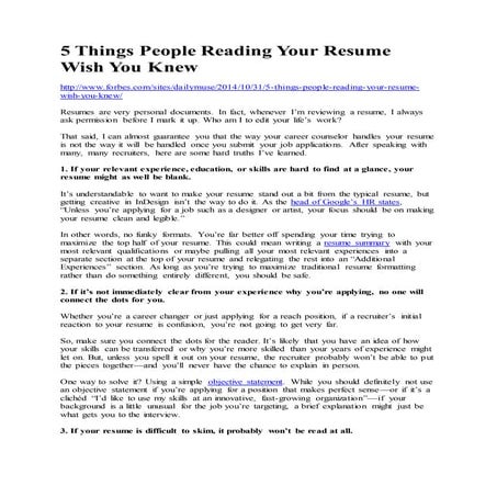 5 things people reading your resume wish you