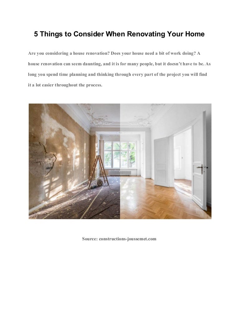 5 Things To Consider When Renovating Your Home