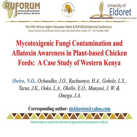 Mycotoxigenic Fungi Contamination and Aflatoxin Awareness in Plant-based Chic...