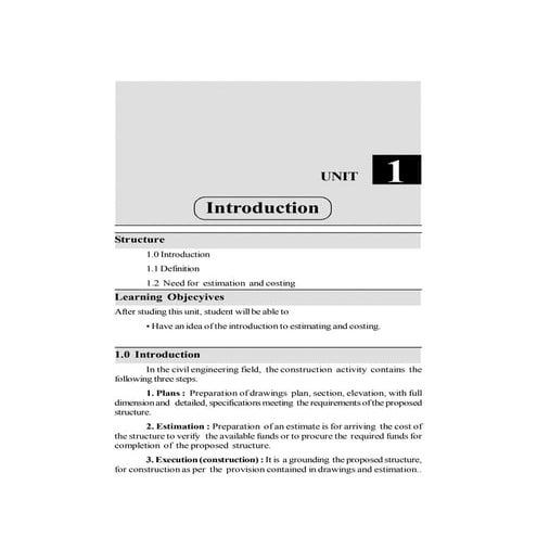 B.arch  Estimation and Costing