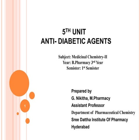 5th unit anti- diabetic agents