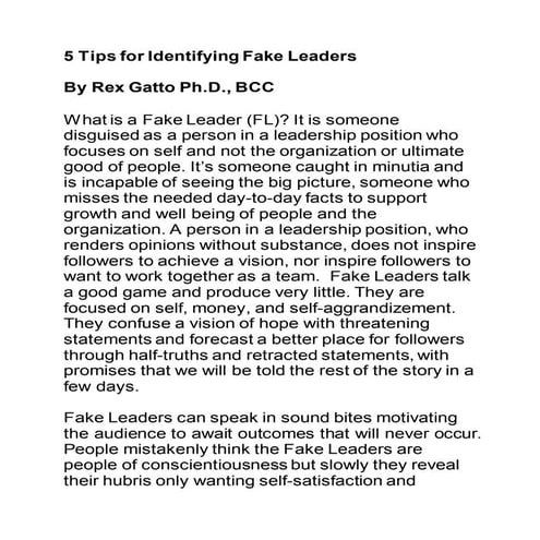  5 Tips for Identifying Fake Leaders