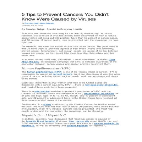 5 tips to prevent cancers you didn’t know were caused by viruses