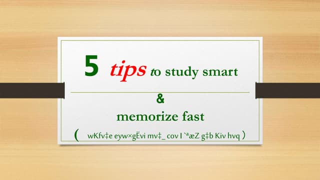 5 tips to study smart and memorize fast ( w kfv‡e eyw×gëvi mv‡  cov i `ªæz g‡...