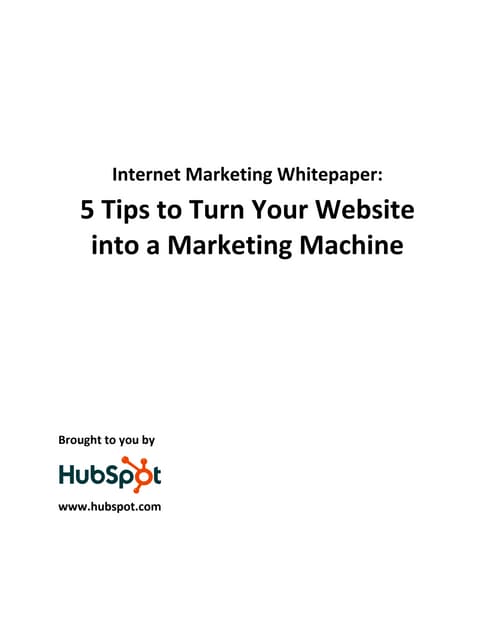 5tips To Turn Your Website Into A Marketing Machine Hubspot