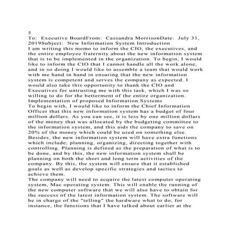 5To  Executive BoardFrom  Cassandra MorrisonDate  July 31, 20.docx