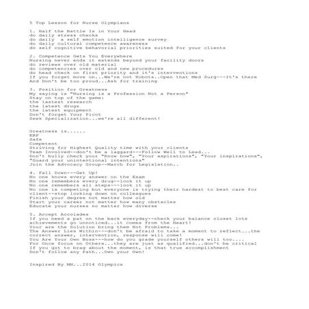 5 top lesson for nurse olympians