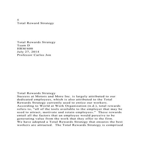 5Total Reward Strategy Total Rewards StrategyTeam .docx