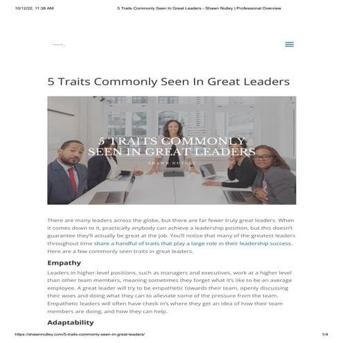 5 Traits Commonly Seen In Great Leaders