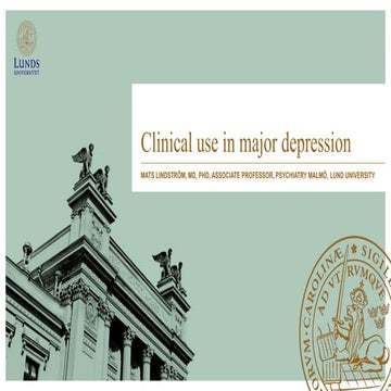 Ketamine - Clinical use in major depression