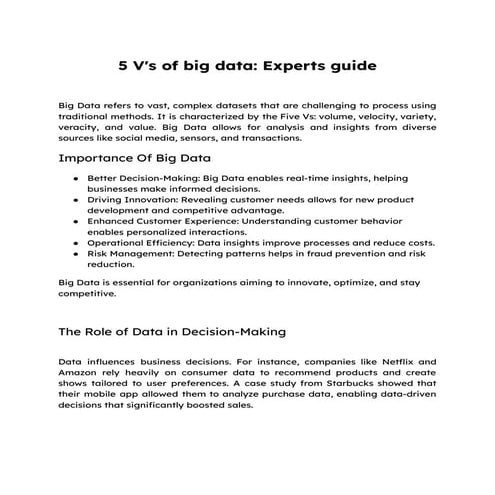 5 V's of big data - Experts guide - Article
