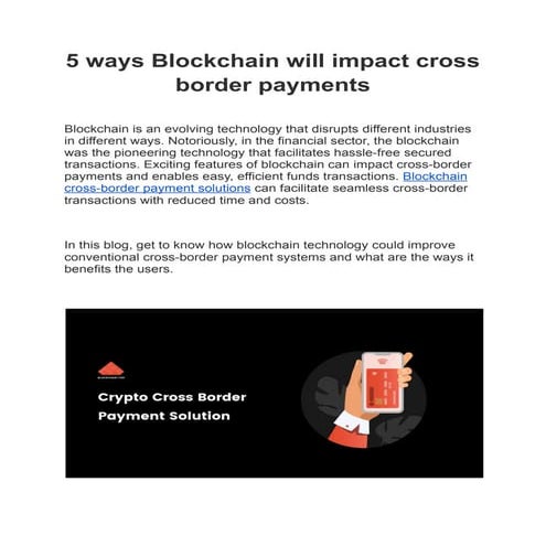 5 ways blockchain will impact cross border payments