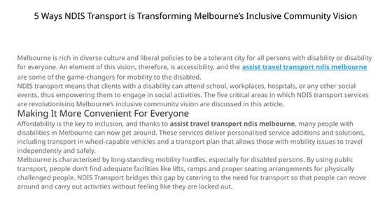 What Should You Must Know About NDIS Transport Assistance | PDF