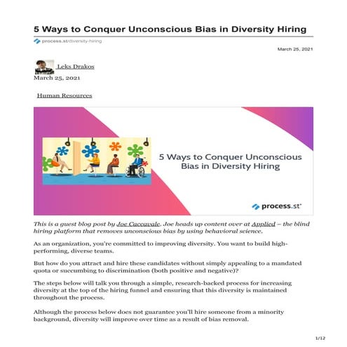 5 Ways to Conquer Unconscious Bias in Diversity Hiring 