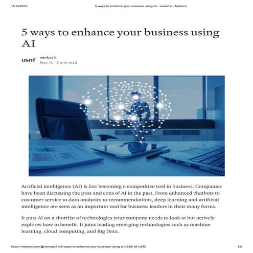 5 ways to enhance your business using ai   venkat k - medium