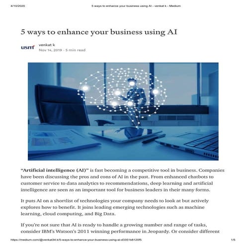 5 ways to enhance your business using ai   venkat k - medium