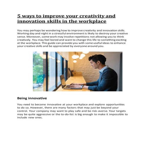 5 ways to improve your creativity and innovation skills in the workplace