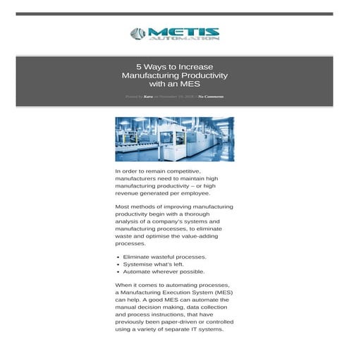5 ways to increase manufacturing productivity with an mes