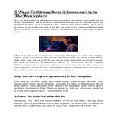 5 ways to strengthen cybersecurity in the workplace