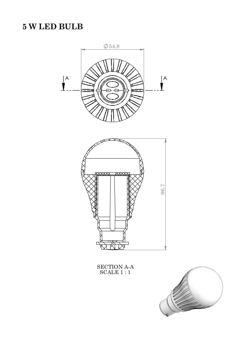 5 w bulb dimension