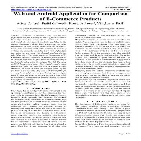 Web and Android Application for Comparison of E-Commerce Products