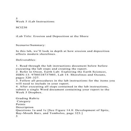 5Week 5 iLab InstructionsSCI230iLab Title Erosion and.docx