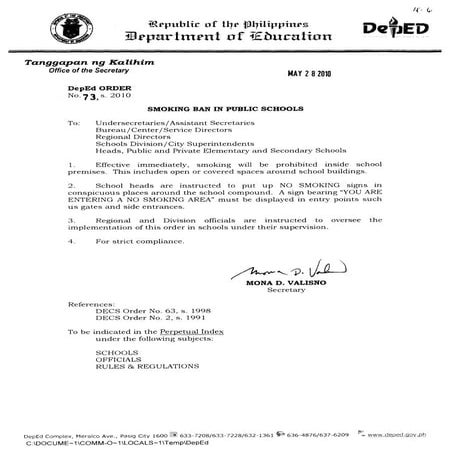 DepEd Order No. 73, s. 2010