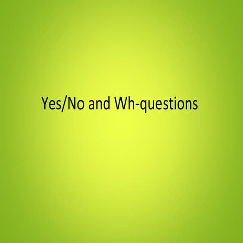 yes no and wh questions