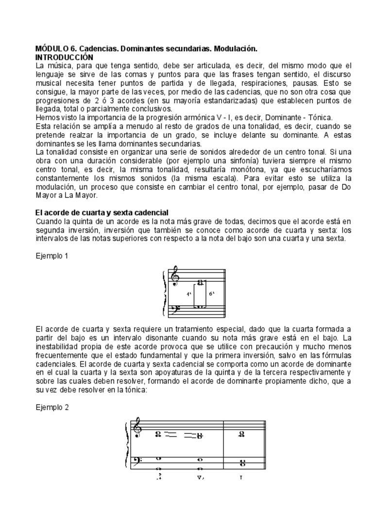 musica 6. cadencias. dominantes secundarias. modulación musica 6. cadencias. dominantes secundarias. modulación