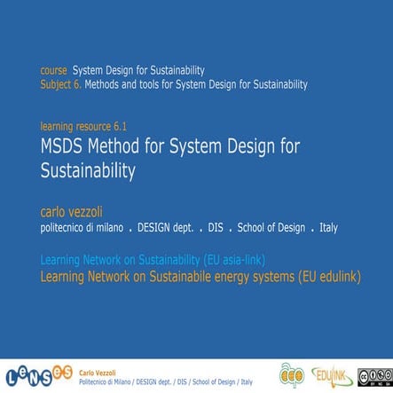 6.1 method for system design for sustainability vezzoli 10-11 (40) | PPT