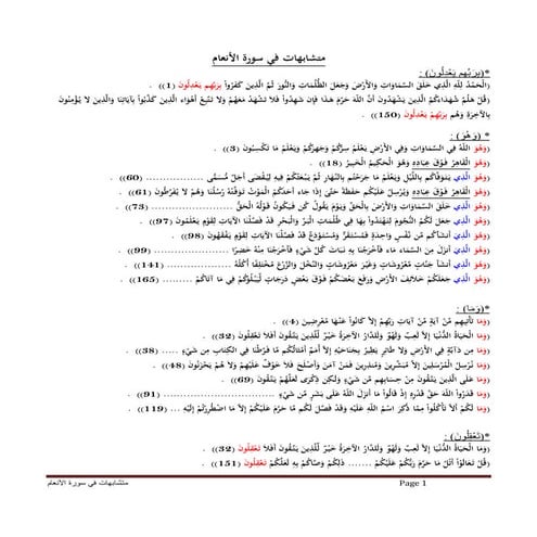 6 متشابهات في سورة الأنعام