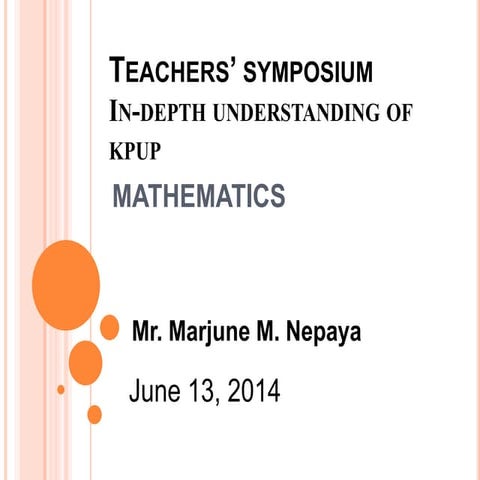 Mathematics- KPUP Sample Test Items- Mr. Marjune M. Nepaya