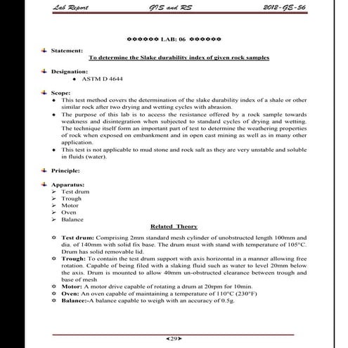 slake durability index experiment