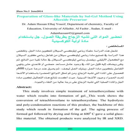 Preparation of Glass-like Materials by Sol-Gel Method Using Alkoxide Precursor