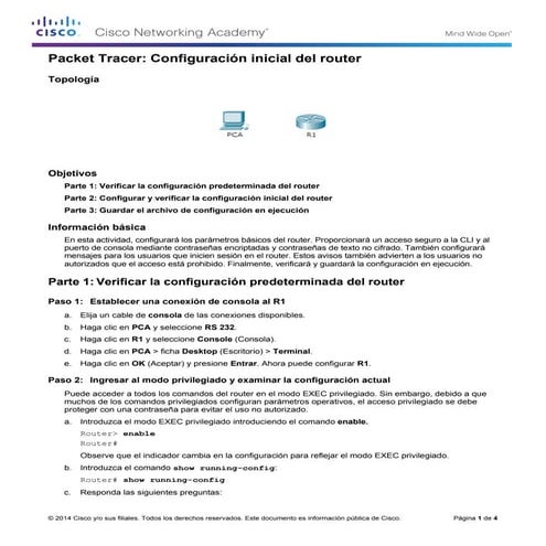 6.4.3.3 packet tracer connect a router to a lan instructions | PDF