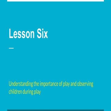 6. Lesson Six - Play and Observation
