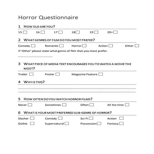 Horror Questionnnaire