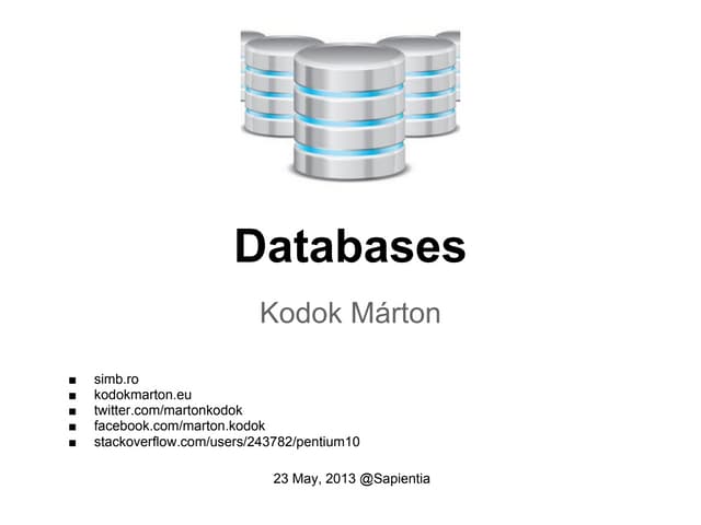 Introduction to Databases - query optimizations for MySQL