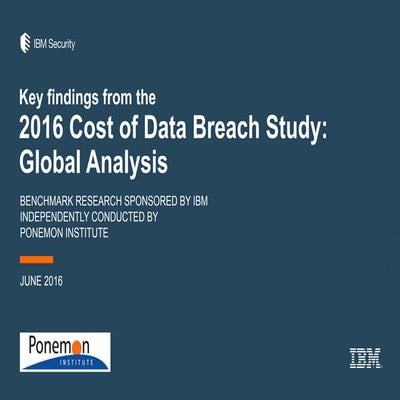 The 2016 Ponemon Cost of a Data Breach Study