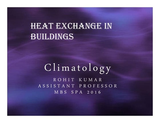 Heat exchange process in a building | PPTX