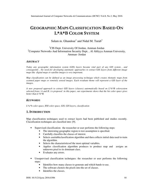 GEOGRAPHIC MAPS CLASSIFICATION BASED ON L*A*B COLOR SYSTEM