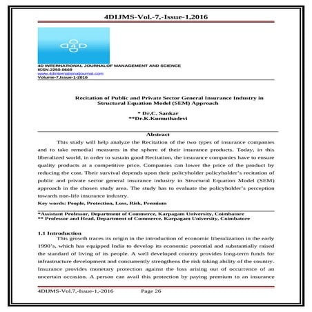 Recitation of Public and Private Sector General Insurance Industry in Structu...