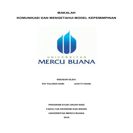 6. Usaha, Evi Yuliana Sari, Hapzi Ali, Komunikasi dan Mengetahui Model Kepemimpinan, Universitas Mercu Buana, 2018