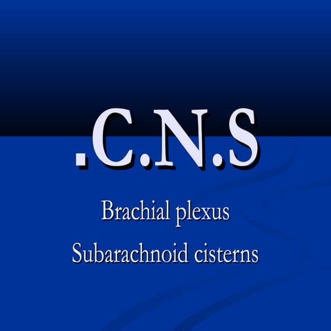 Radiological anatomy & technique of Brachial plexus & Subarachnoid cisterns